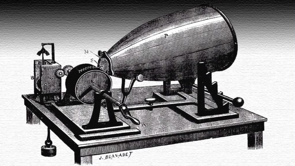 Phonautograph, used for the first recording of a human voice
