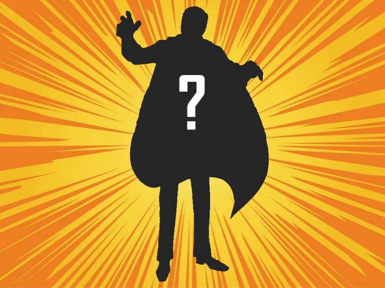 mysterious silhouette of first superhero in comics